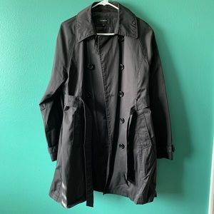 Colebrook Unisex Black Trench Coat with Belt - Size XL